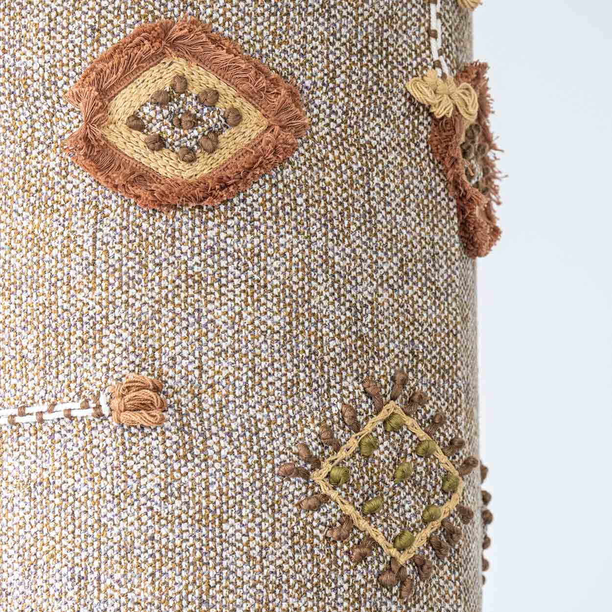 Natural Ceramic Lamp in the style of Pelletier, Custom Made Emboidered Lampshade