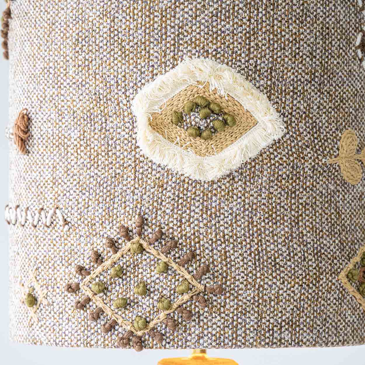 Natural Ceramic Lamp in the style of Pelletier, Custom Made Emboidered Lampshade