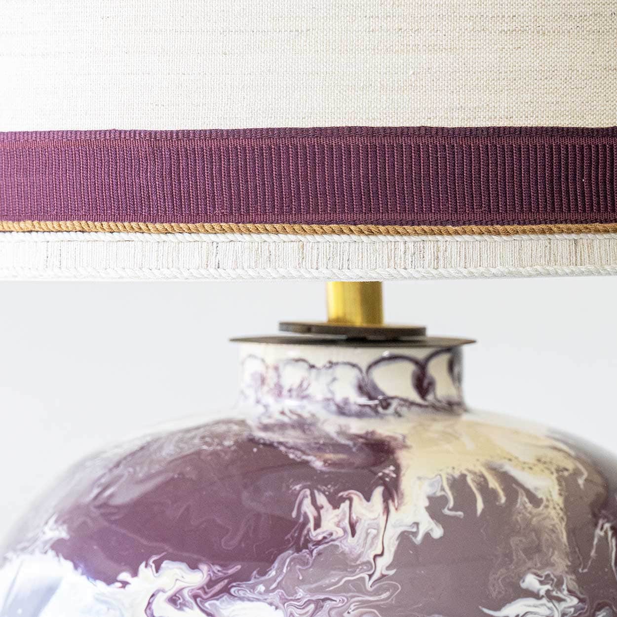 P. Schneider Valentine Geode Lamp, Custom Made Silk Lampshade by R. Houben