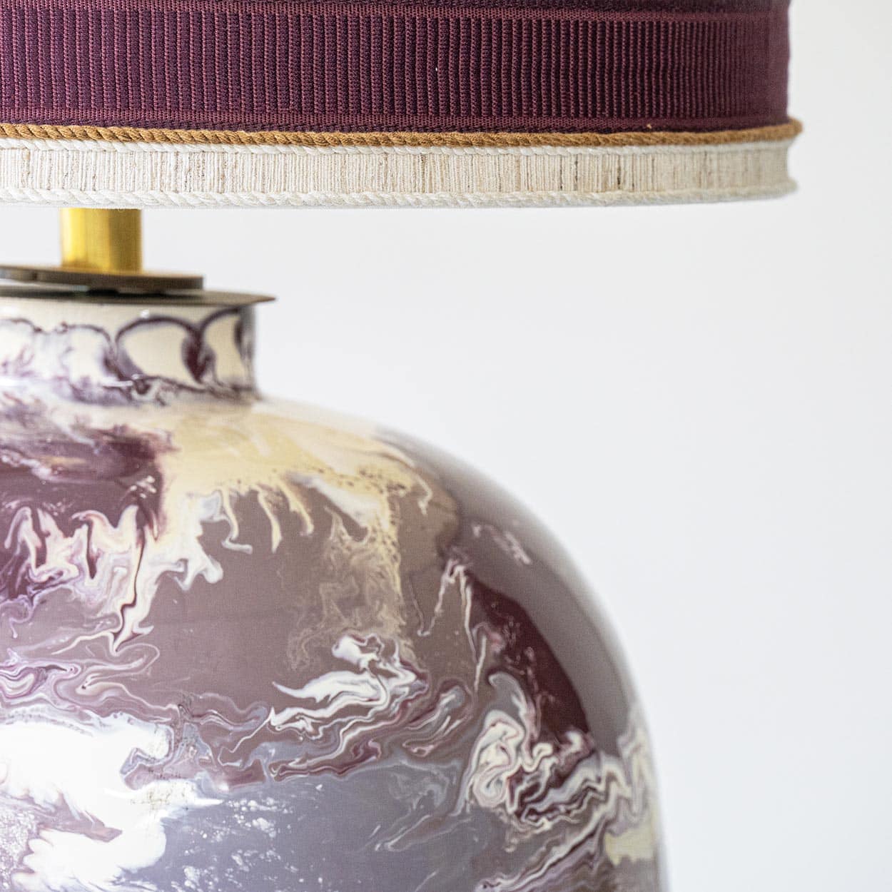 P. Schneider Valentine Geode Lamp, Custom Made Silk Lampshade by R. Houben