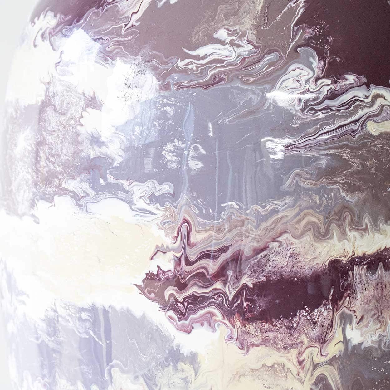 P. Schneider Valentine Geode Lamp, Custom Made Silk Lampshade by R. Houben