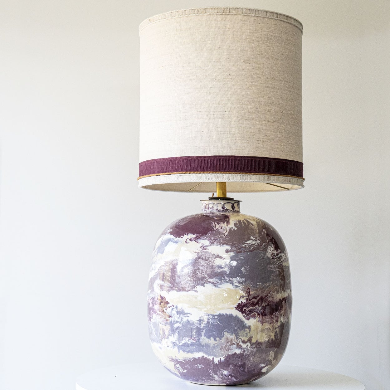 P. Schneider Valentine Geode Lamp, Custom Made Silk Lampshade by R. Houben