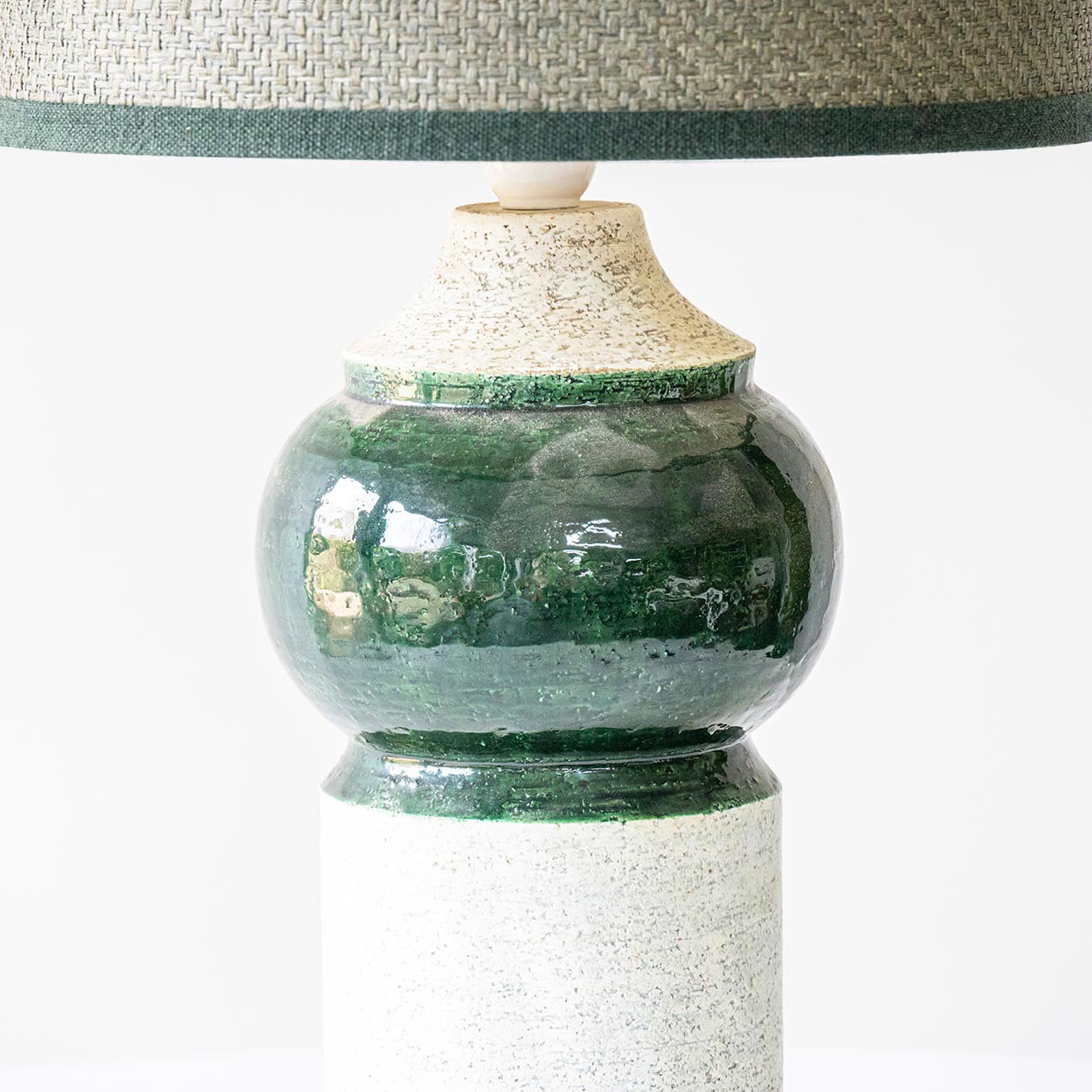 Bitossi Bergboms Green Beige Ceramic Table Lamp, Matching Shade by R. Houben