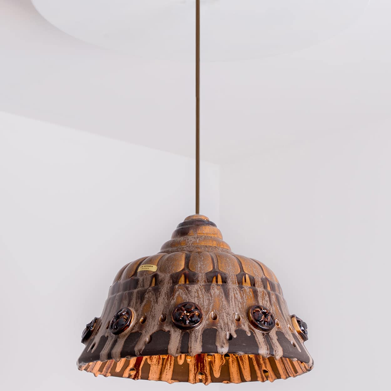 Ceramic Brown Beige Pendant in style of Axella, Denmark 1960