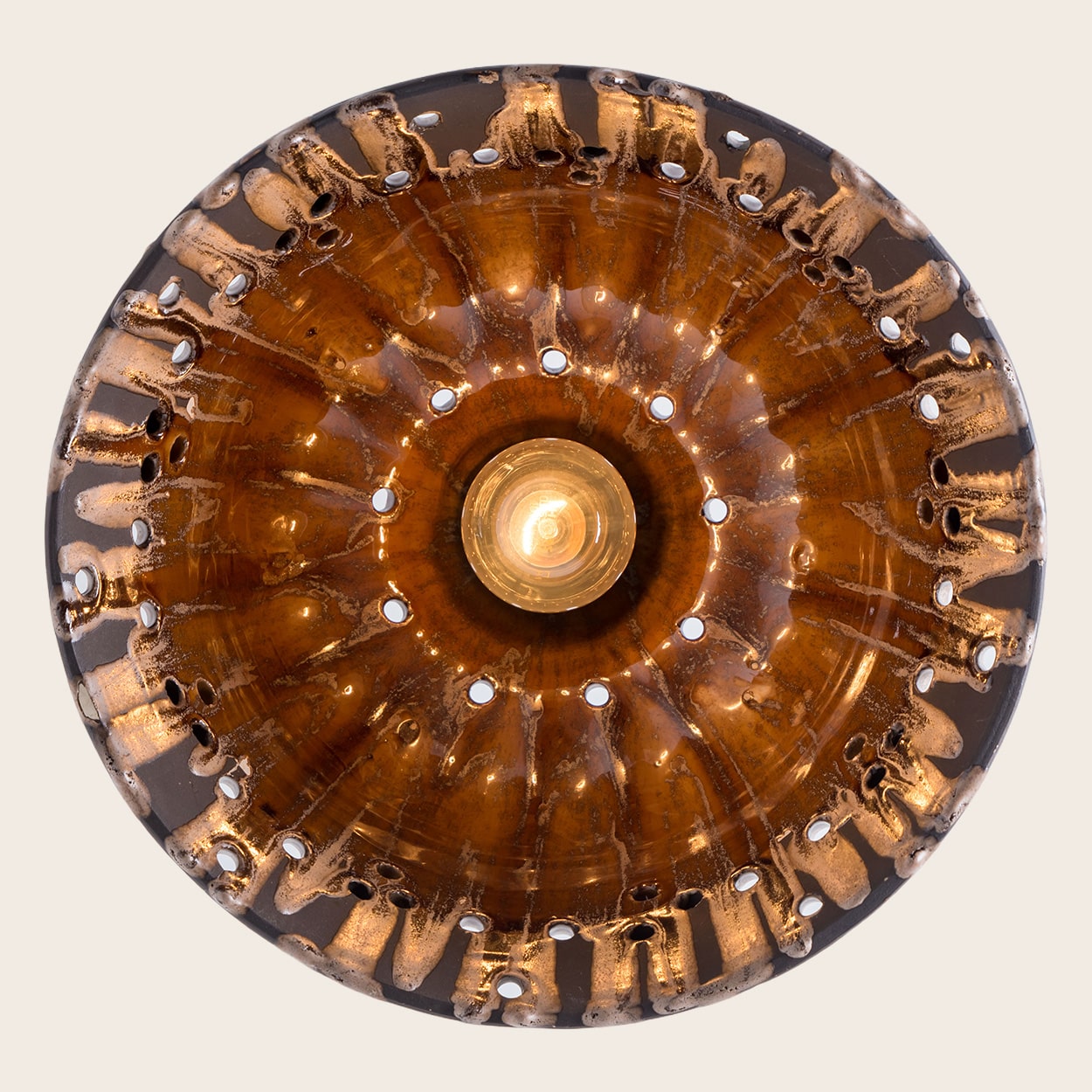 Ceramic Brown Beige Pendant in style of Axella, Denmark 1960