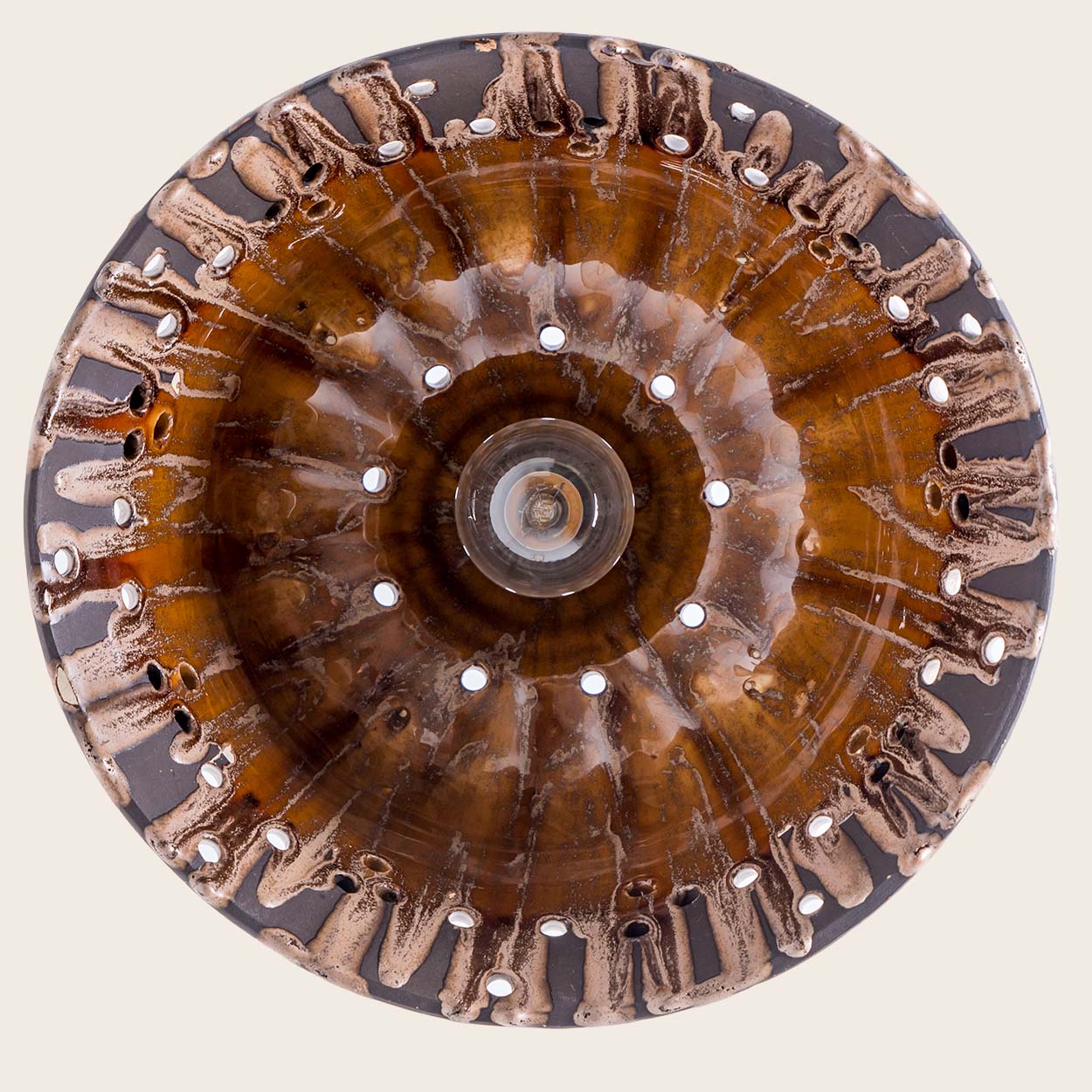 Ceramic Brown Beige Pendant in style of Axella, Denmark 1960