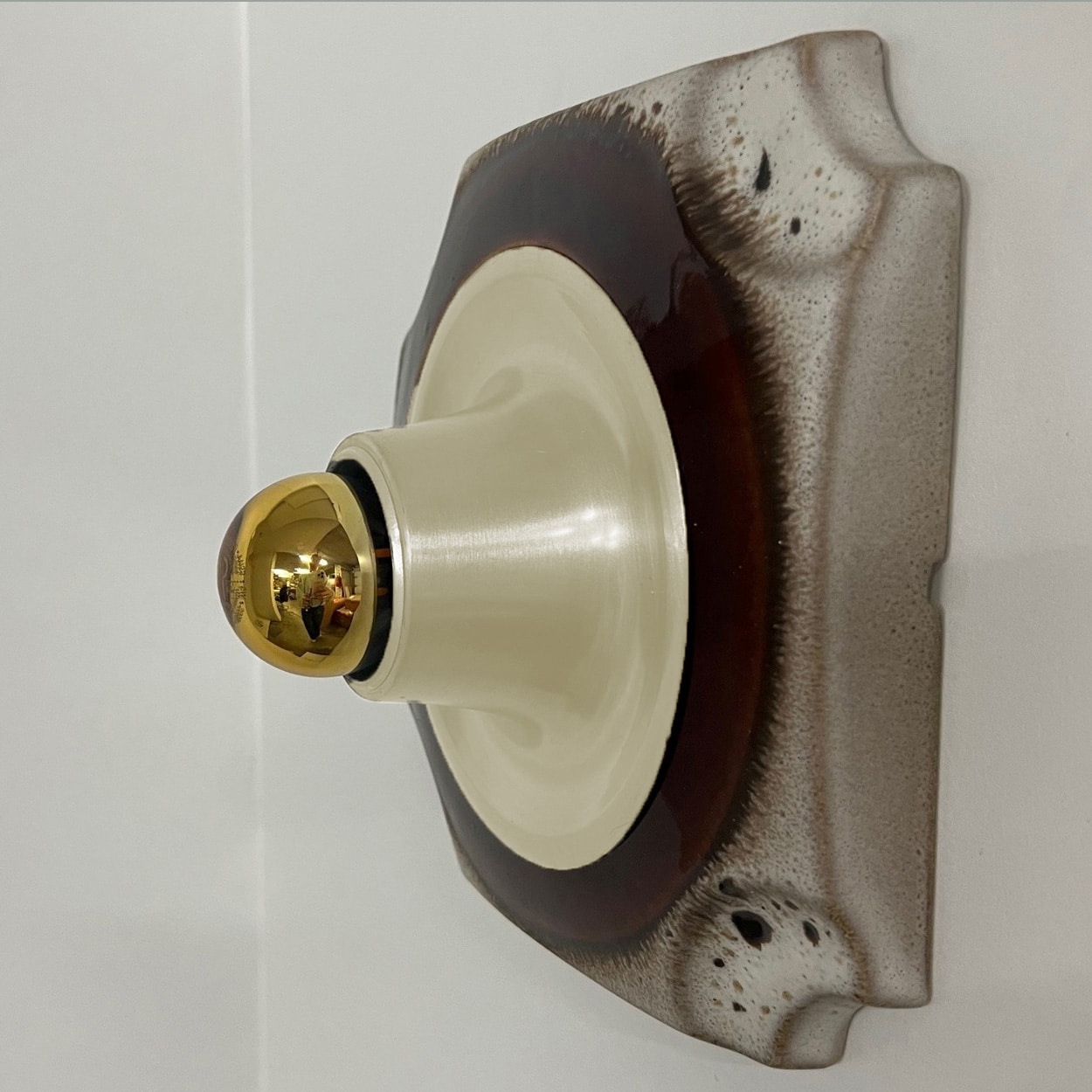 1 of the 5 Square Ceramic Wall Lights Fat Lava Style, 1970