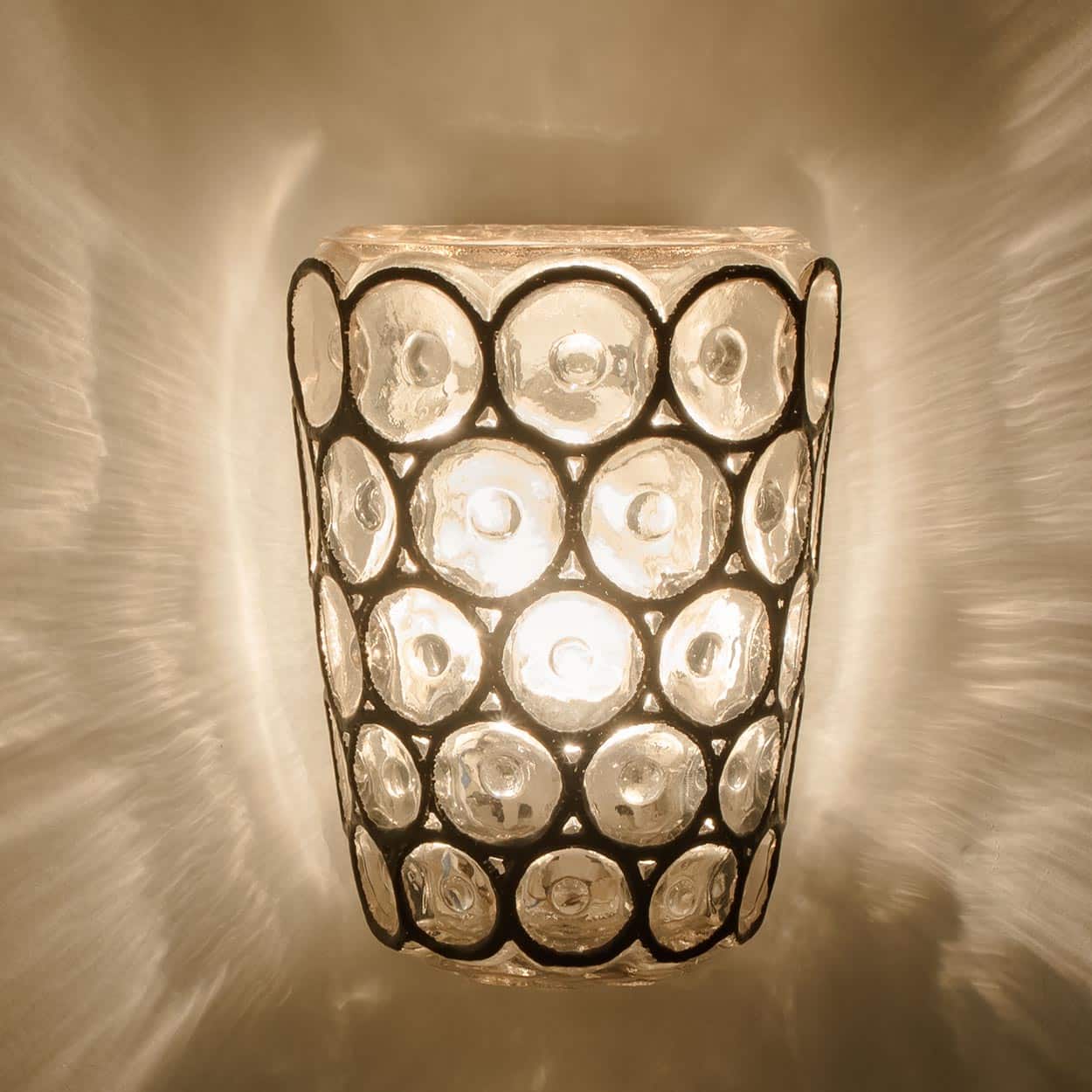 Pair of Iron and Bubble Glass Sconces Wall Lamps by Limburg, 1960