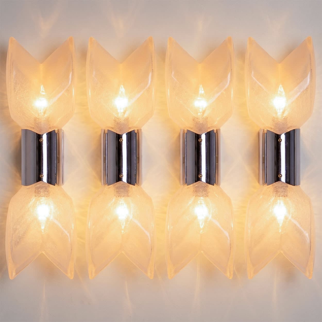 1 of the 4 Large Murano Glass Wall Lights by Nason for Mazzega, Italy 1970