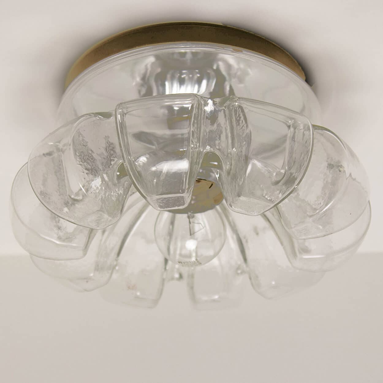 Several Peill Putzler Clear Glass Wall lights Flush Mounts, 1970