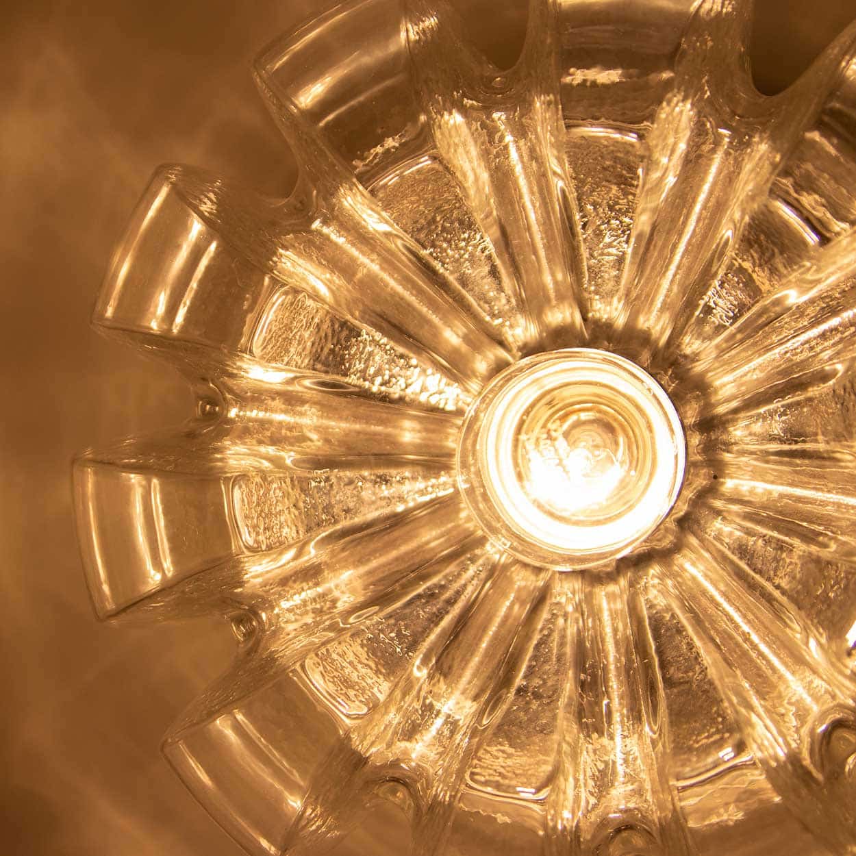 Several Peill Putzler Clear Glass Wall lights Flush Mounts, 1970