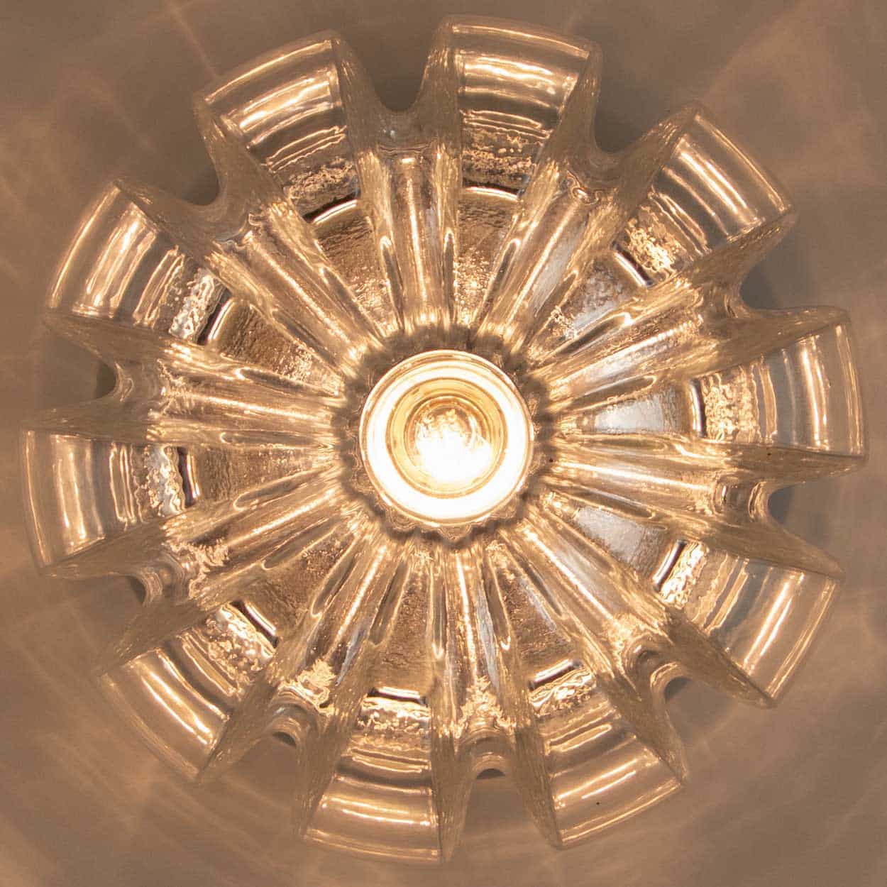 Several Peill Putzler Clear Glass Wall lights Flush Mounts, 1970