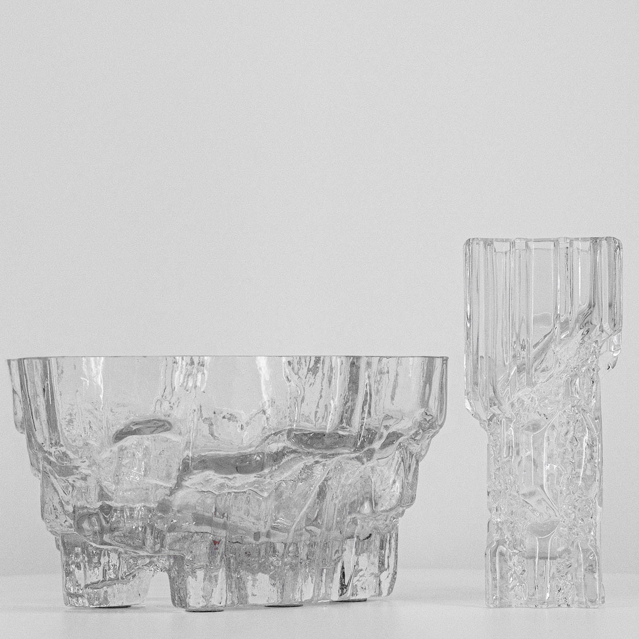 A  Set Of Tapio Large Wirkkala for Iittala Ice Glass Vases, Finland 1970