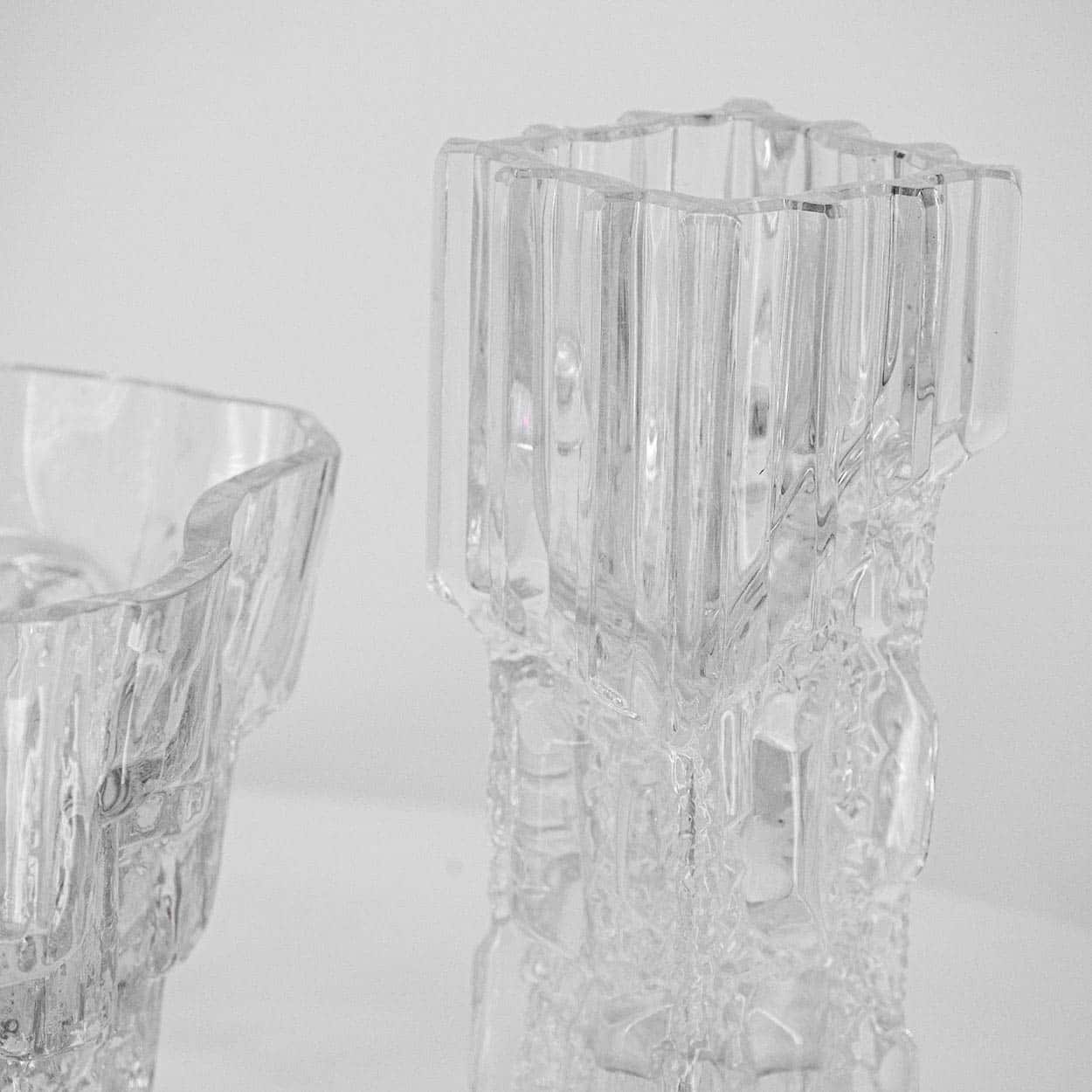 A  Set Of Tapio Large Wirkkala for Iittala Ice Glass Vases, Finland 1970