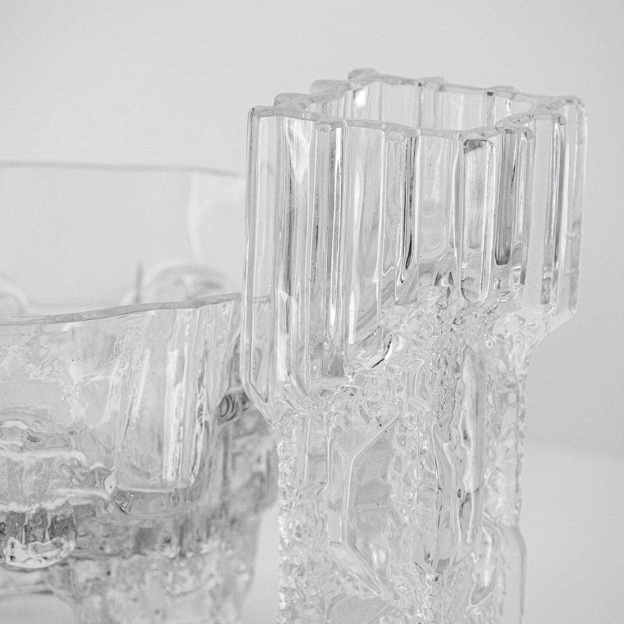 A  Set Of Tapio Large Wirkkala for Iittala Ice Glass Vases, Finland 1970