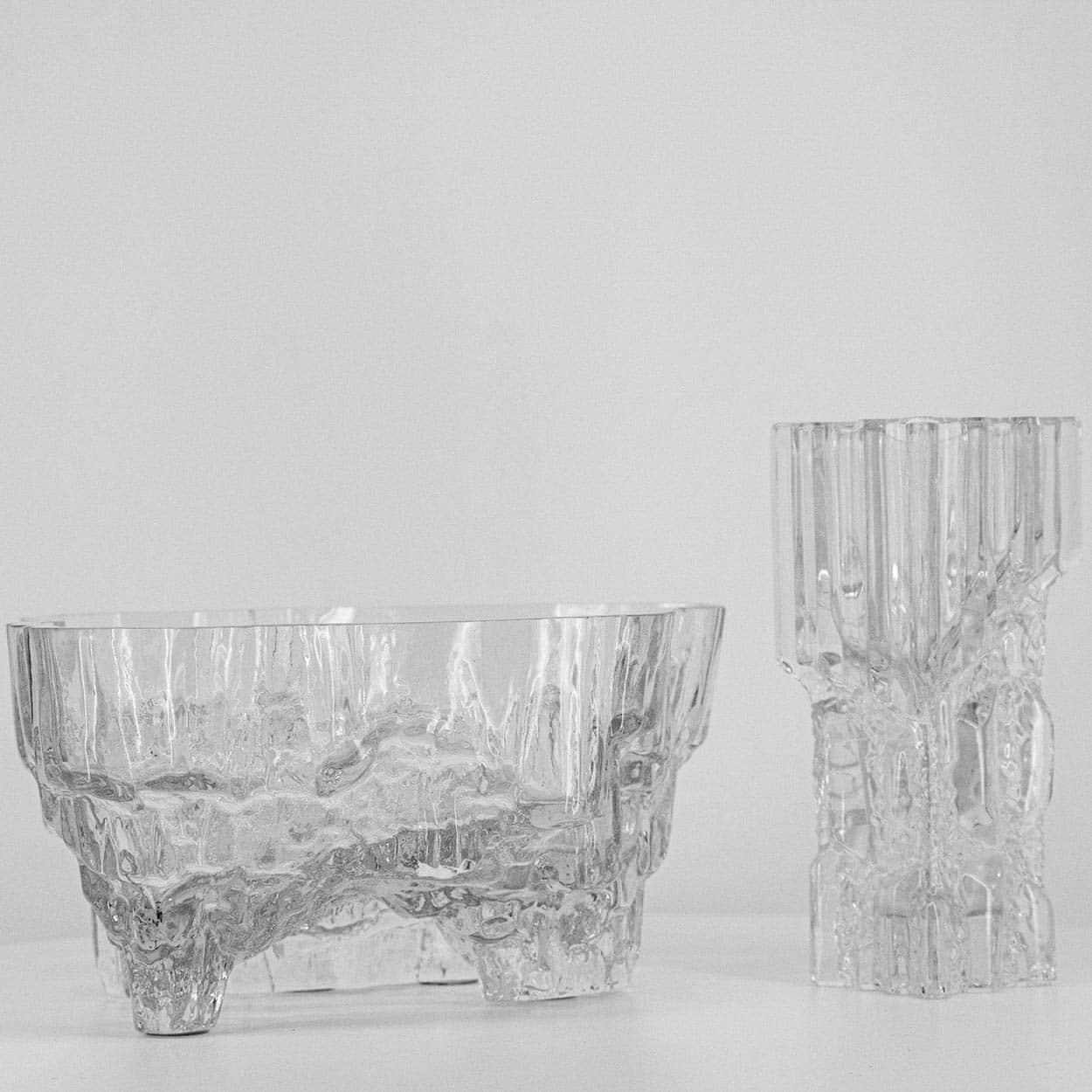 A  Set Of Tapio Large Wirkkala for Iittala Ice Glass Vases, Finland 1970