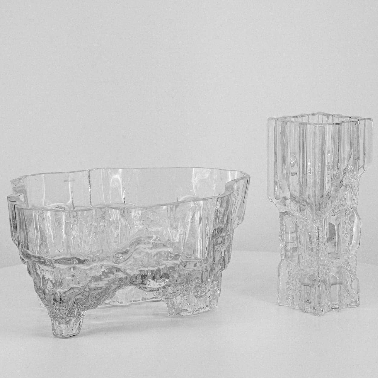 A  Set Of Tapio Large Wirkkala for Iittala Ice Glass Vases, Finland 1970
