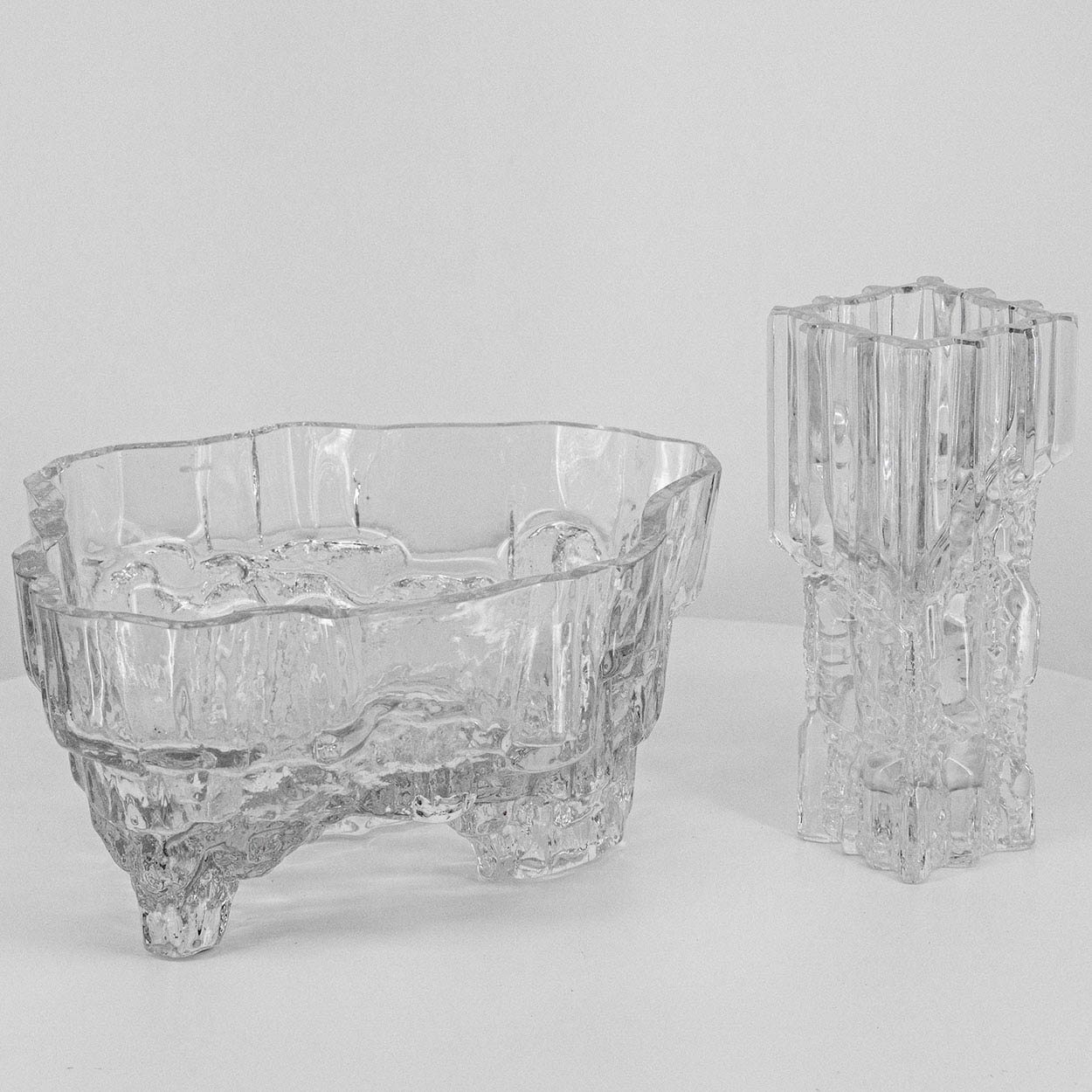 A  Set Of Tapio Large Wirkkala for Iittala Ice Glass Vases, Finland 1970