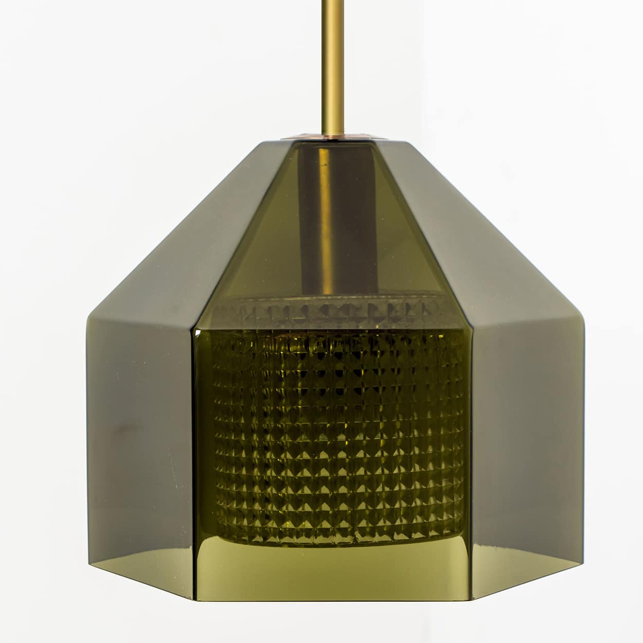 1 Of The 2 Swedish Green Tinted Glass Pendant Lamp by Fagerlund for Orrefors