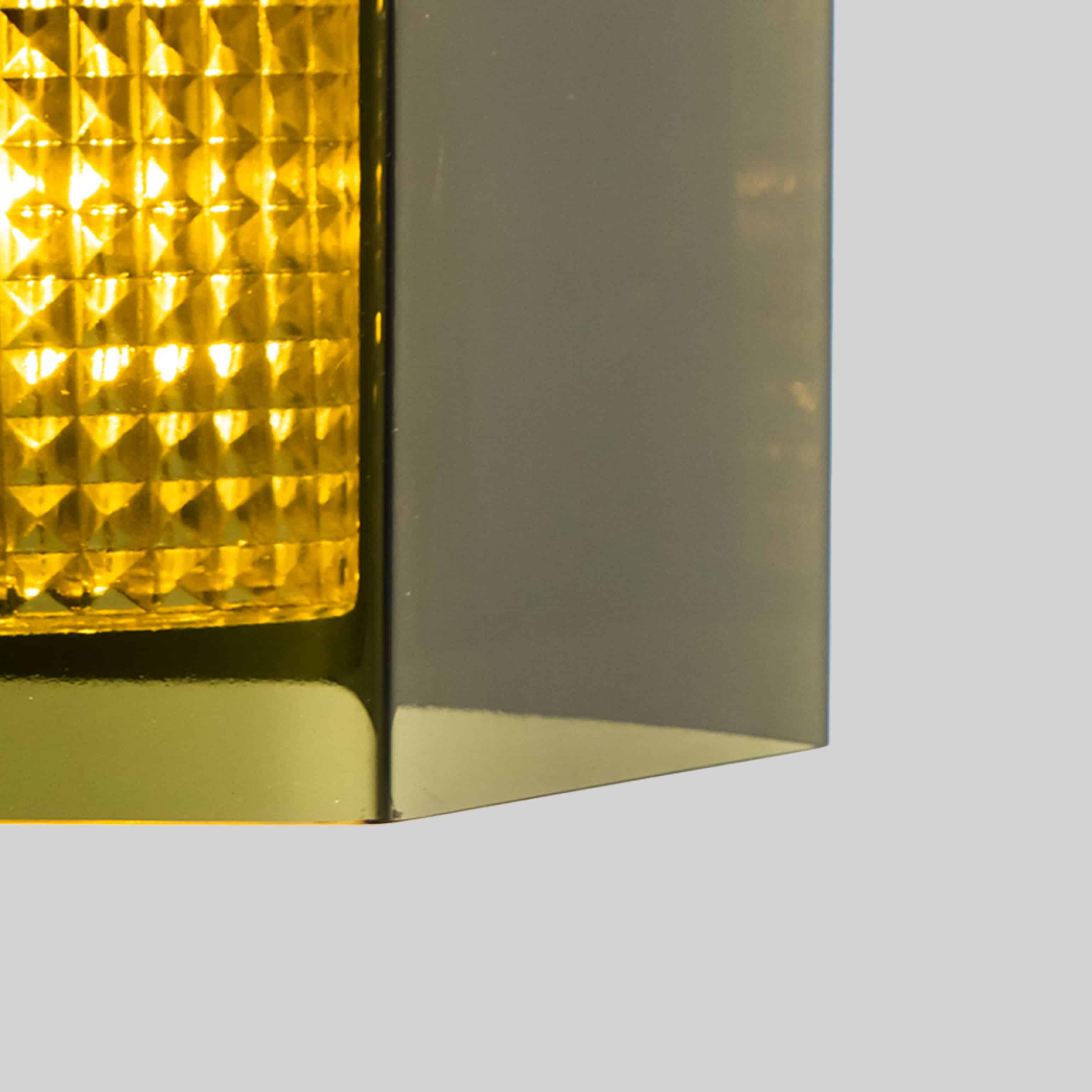 1 Of The 2 Swedish Green Tinted Glass Pendant Lamp by Fagerlund for Orrefors