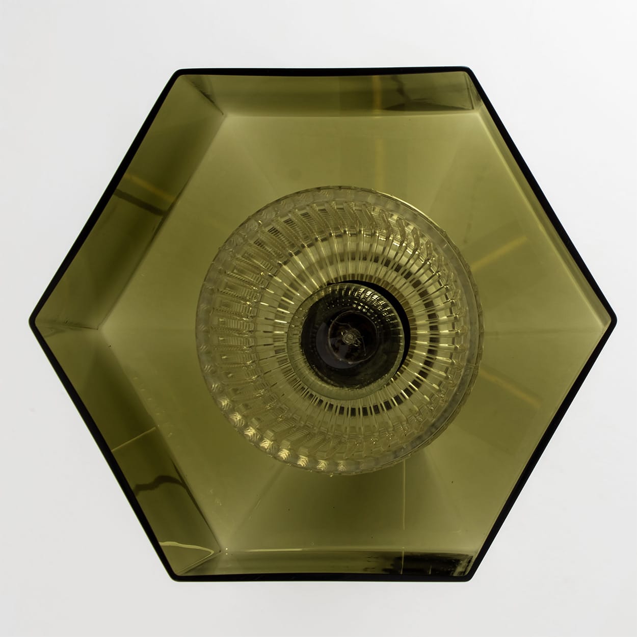 1 Of The 2 Swedish Green Tinted Glass Pendant Lamp by Fagerlund for Orrefors
