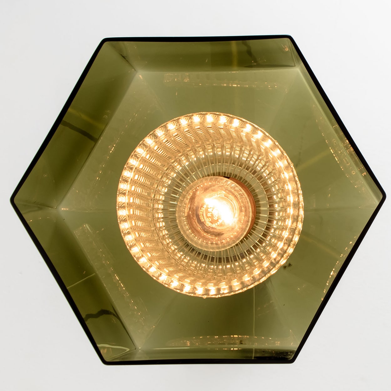 1 Of The 2 Swedish Green Tinted Glass Pendant Lamp by Fagerlund for Orrefors