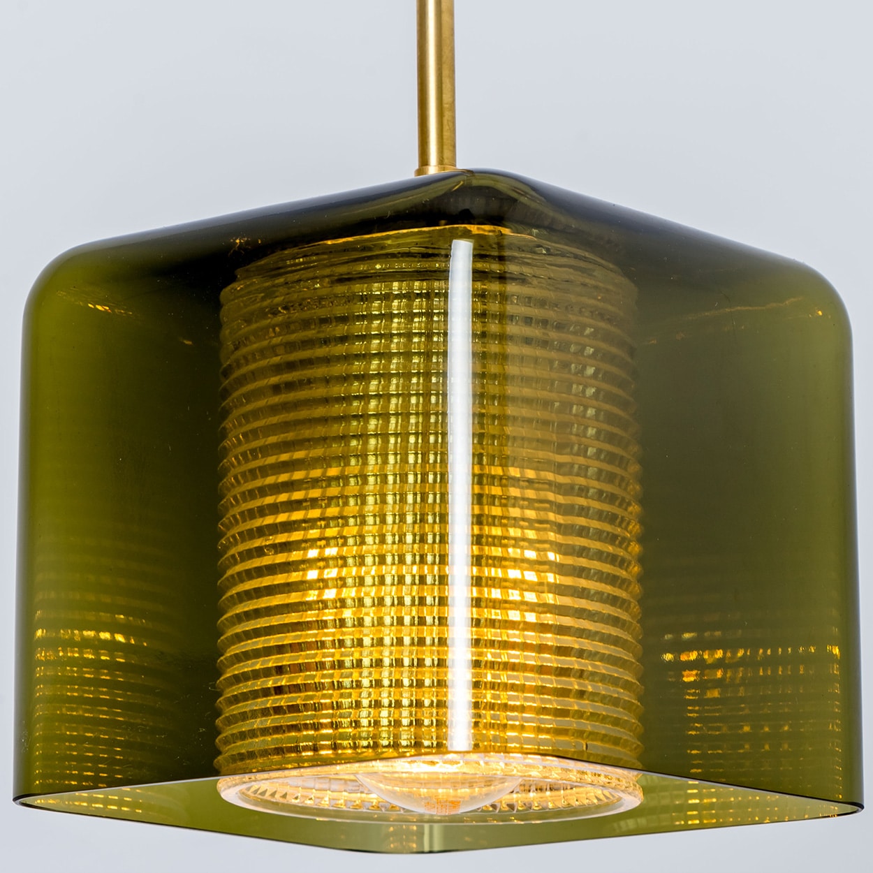 1 of the 7 Green Glass Pendants by Carl Fagerlund for Orrefors, 1960s