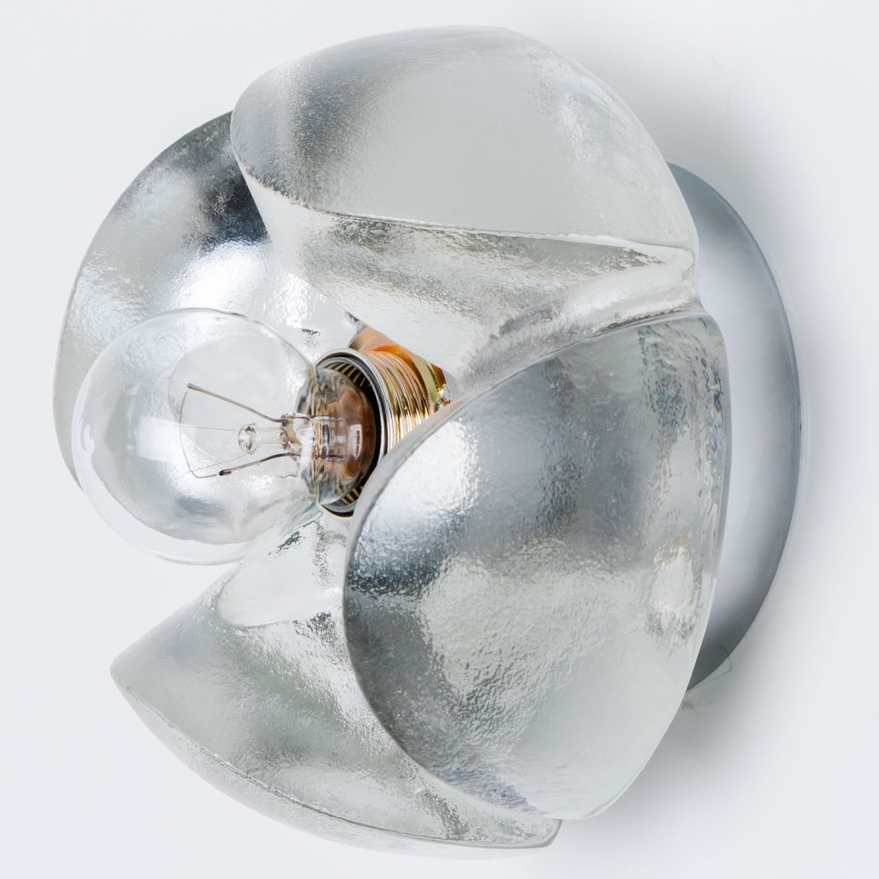 Pair of Flower Wall Lights, Chrome and Glass by Sische, 1970s, Germany