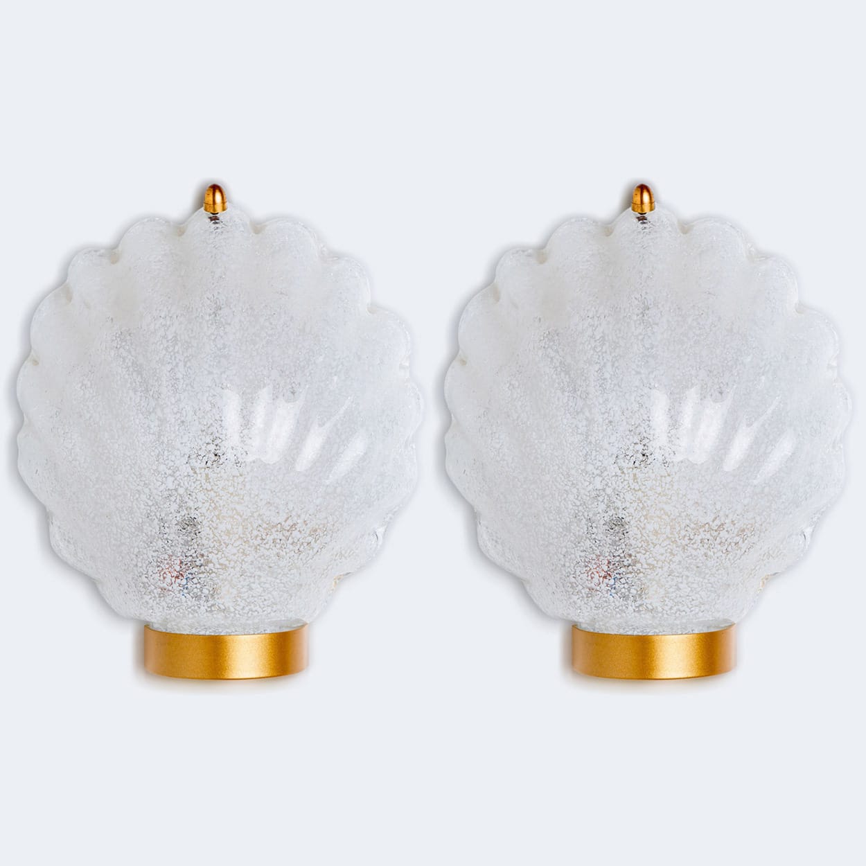 Pair of Shell Shaped Brass and Glass Wall Lights, Limburg, Germany