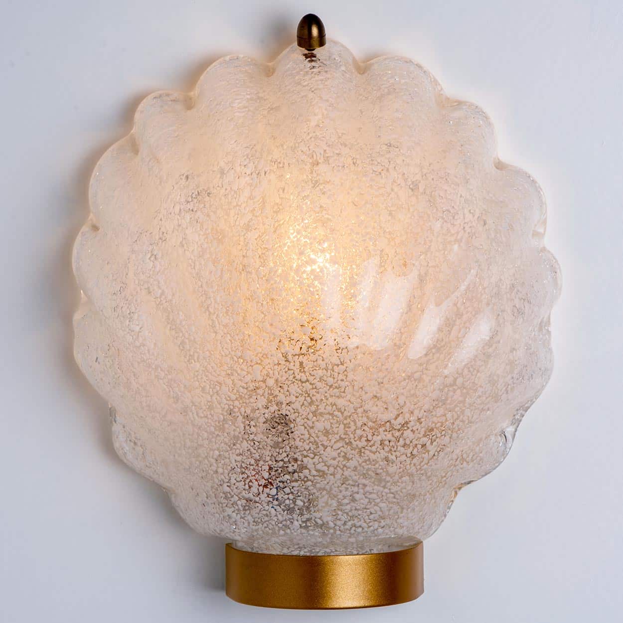 Pair of Shell Shaped Brass and Glass Wall Lights, Limburg, Germany