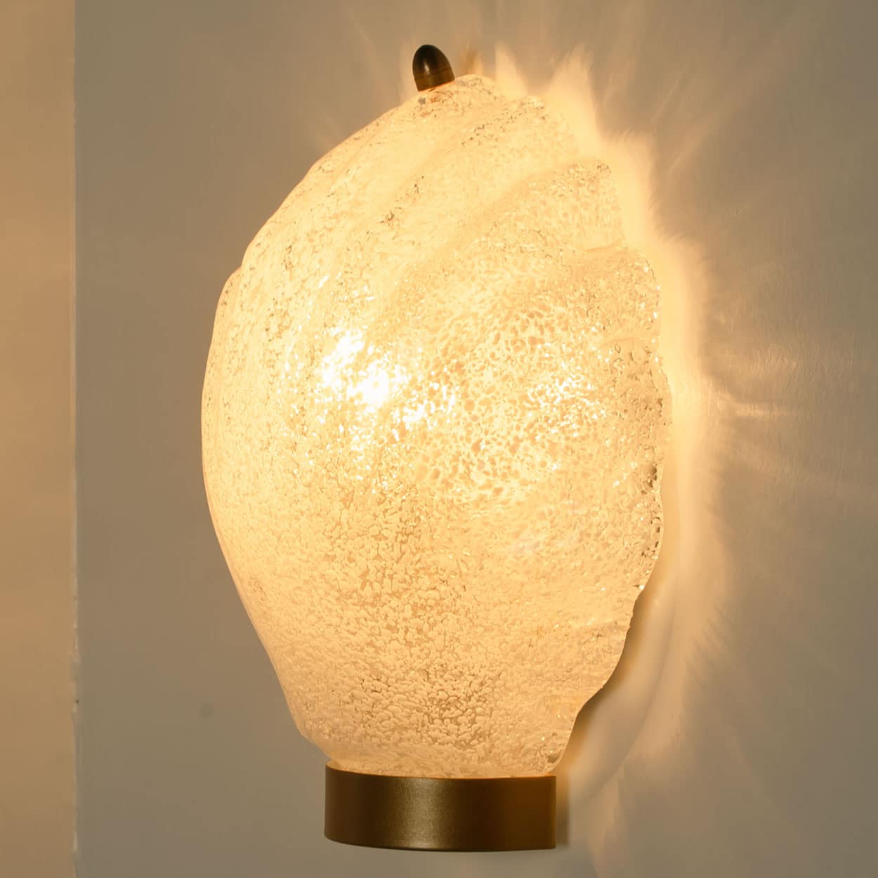 Pair of Shell Shaped Brass and Glass Wall Lights, Limburg, Germany